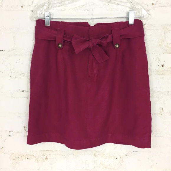 BANANA REPUBLIC Plum Raspberry Linen Skirt Size 6 - Picture 3 of 7